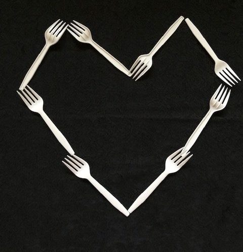 plastic forks in heart shape